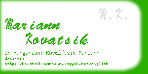 mariann kovatsik business card